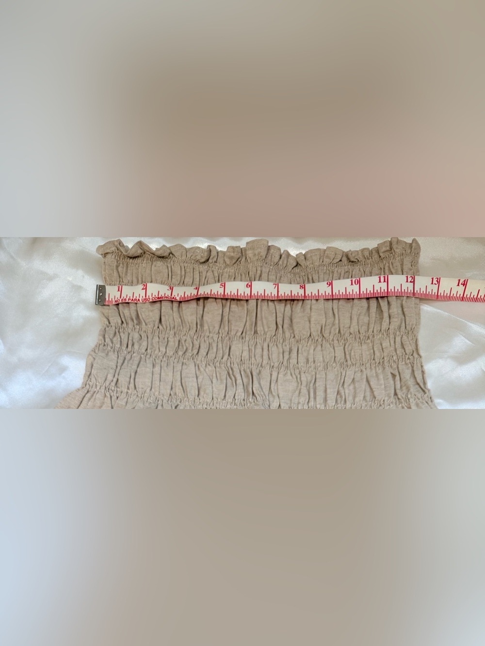 Linen Strapless Smocked Ruffle Short Set Size Medium - Picture 5 of 10